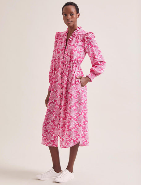 パーティードレス Silk Satin Rose Print Midi Dress BIRDY_GREY_LISA_SATIN_MIDI_PLU