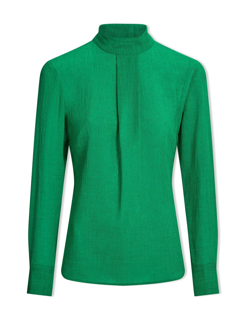 Riley Funnel Neck Blouse - Emerald Green