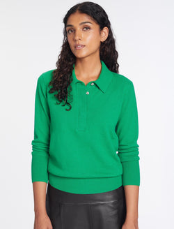 Josie Cashmere Collared Jumper - Emerald Green