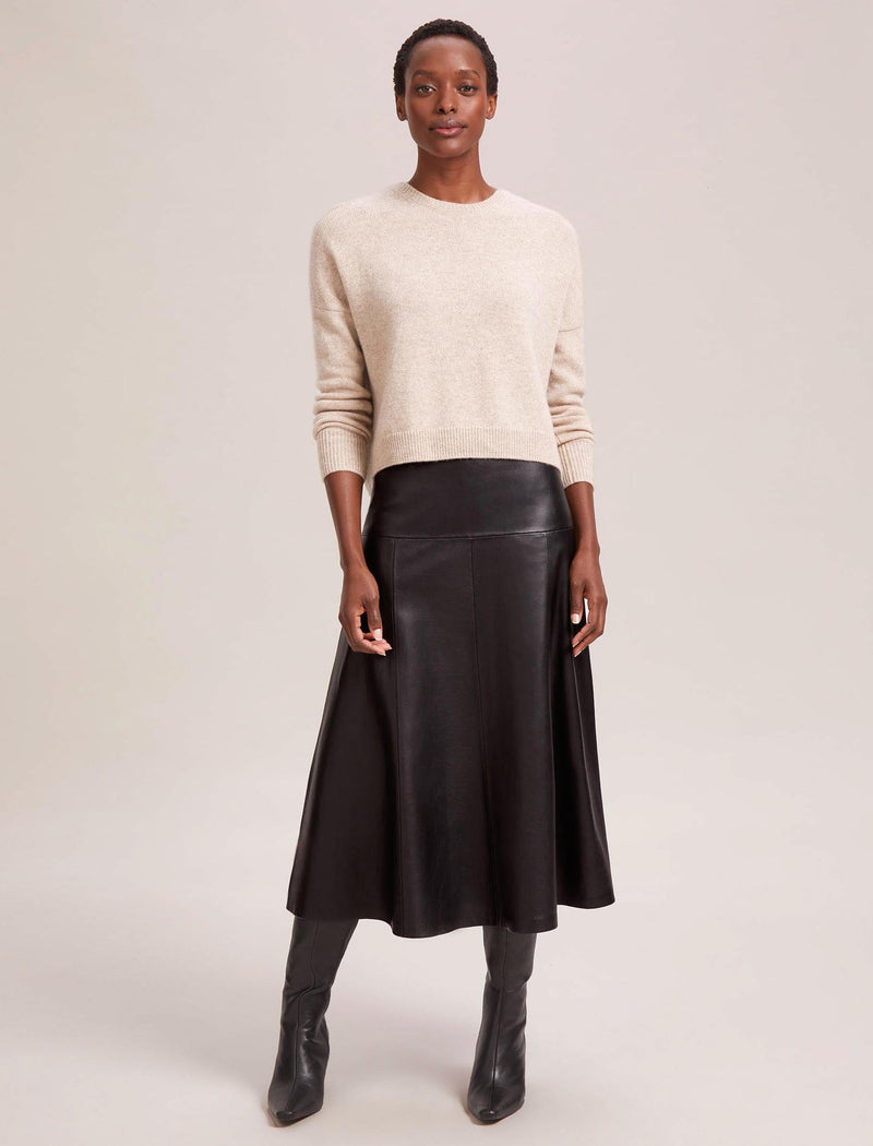 Sierra Leather A Line Maxi Skirt - Black