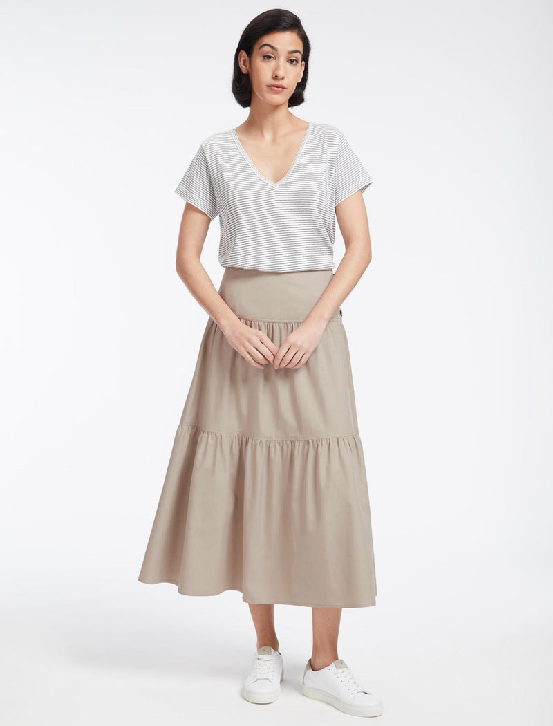 Sylvia Cotton Twill Maxi Skirt - Beige