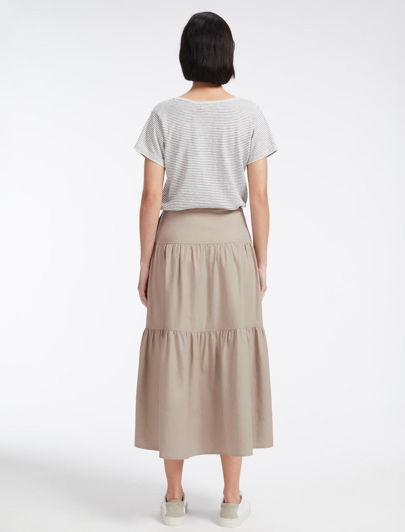 Sylvia Cotton Twill Maxi Skirt - Beige