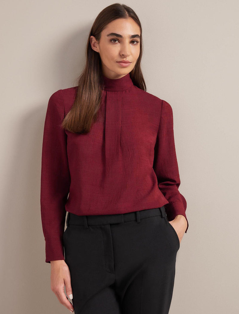 Riley Techni Voile Blouse - Dark Red