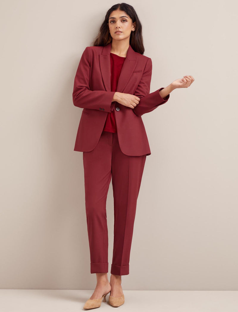 Dark red blazer best sale