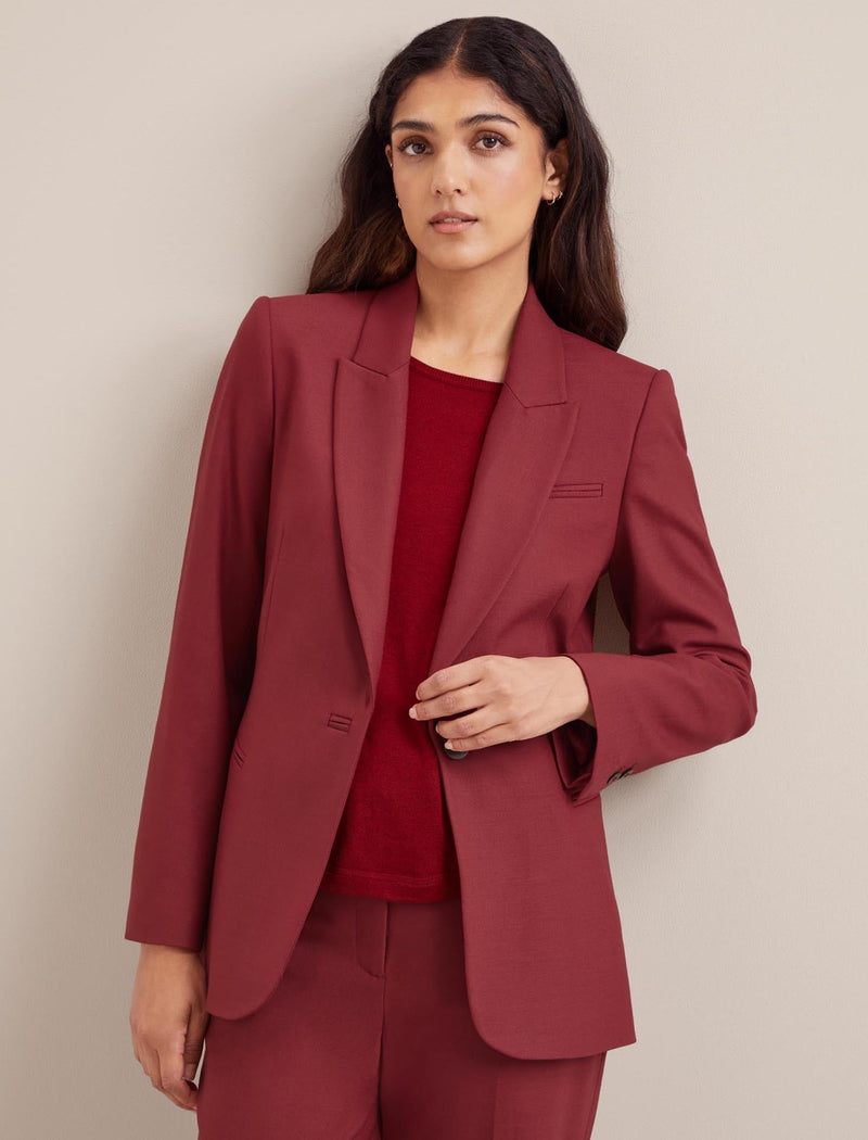 Jamie New Wool Blazer - Dark Red