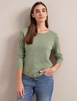 Maia Cotton Silk Blend T-Shirt - Sage Green