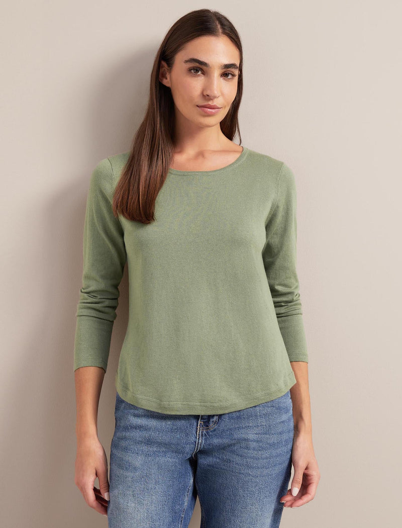 Maia Cotton Silk Blend T-Shirt - Sage Green