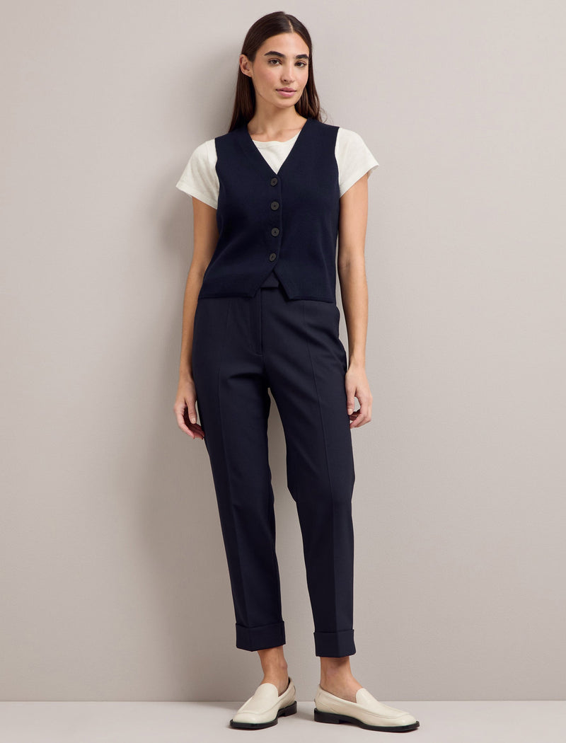 Wynne Cotton Blend Waistcoat - Navy