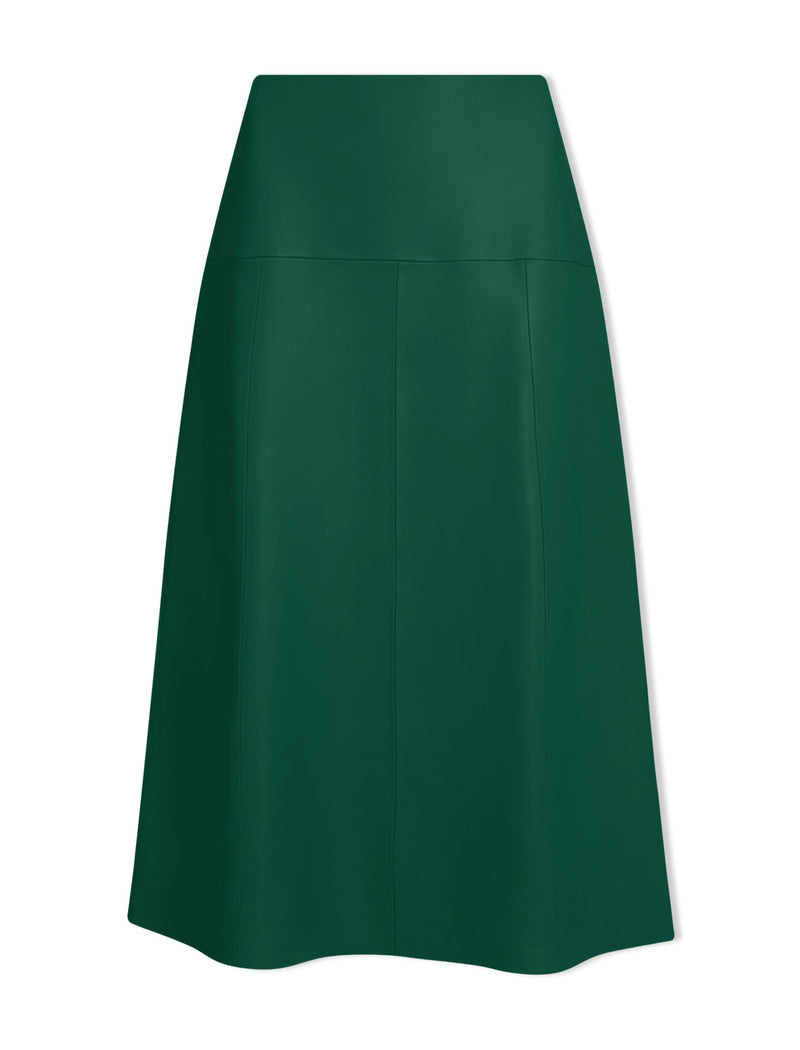 Tiana Leather Midi Skirt - Dark Green