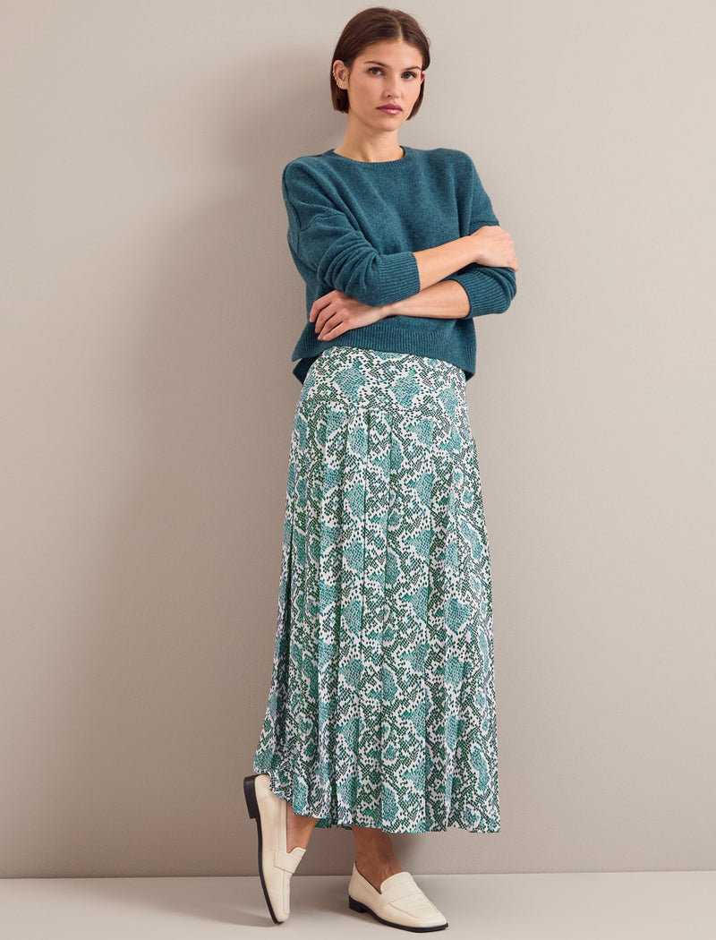 Sienna Maxi Skirt - Green Snakeskin Print