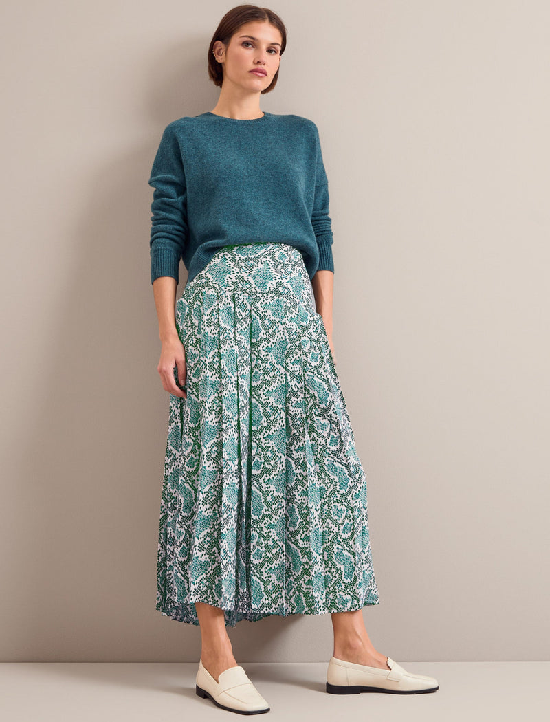 Sienna Maxi Skirt - Green Snakeskin Print