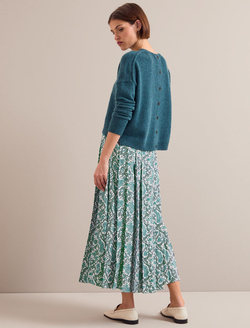 Sienna Maxi Skirt - Green Snakeskin Print