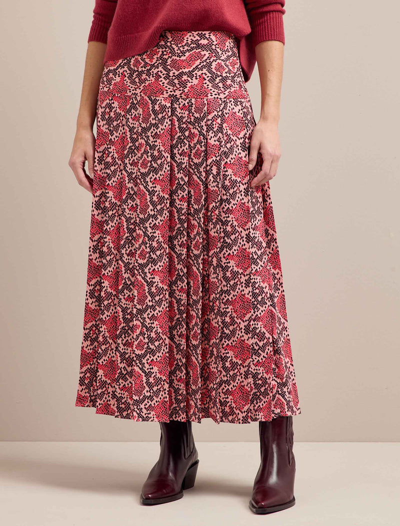 Sienna Maxi Skirt - Pink Snakeskin Print