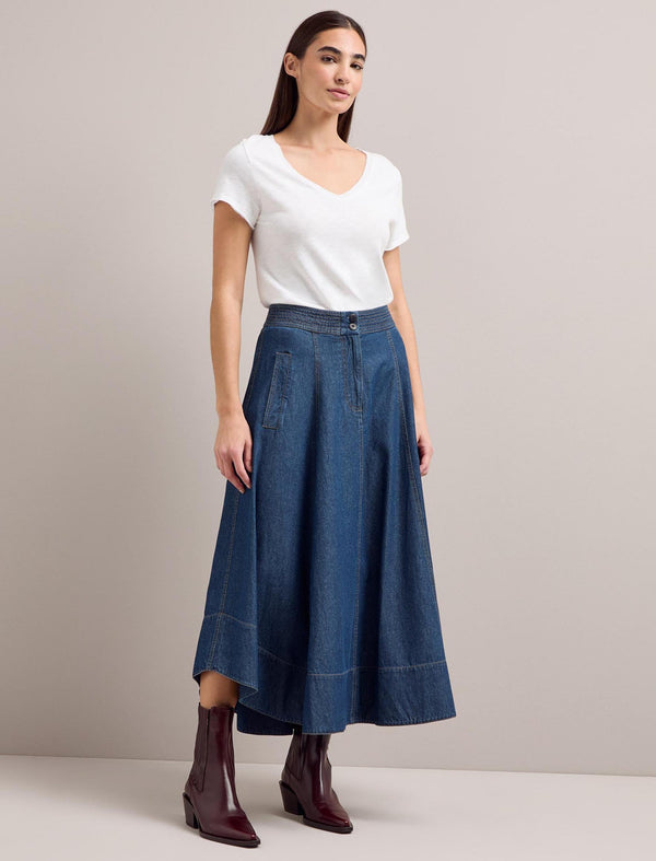 Salomi Denim Maxi Skirt - Dark Blue