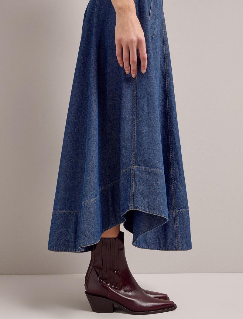 Salomi Denim Maxi Skirt - Dark Blue