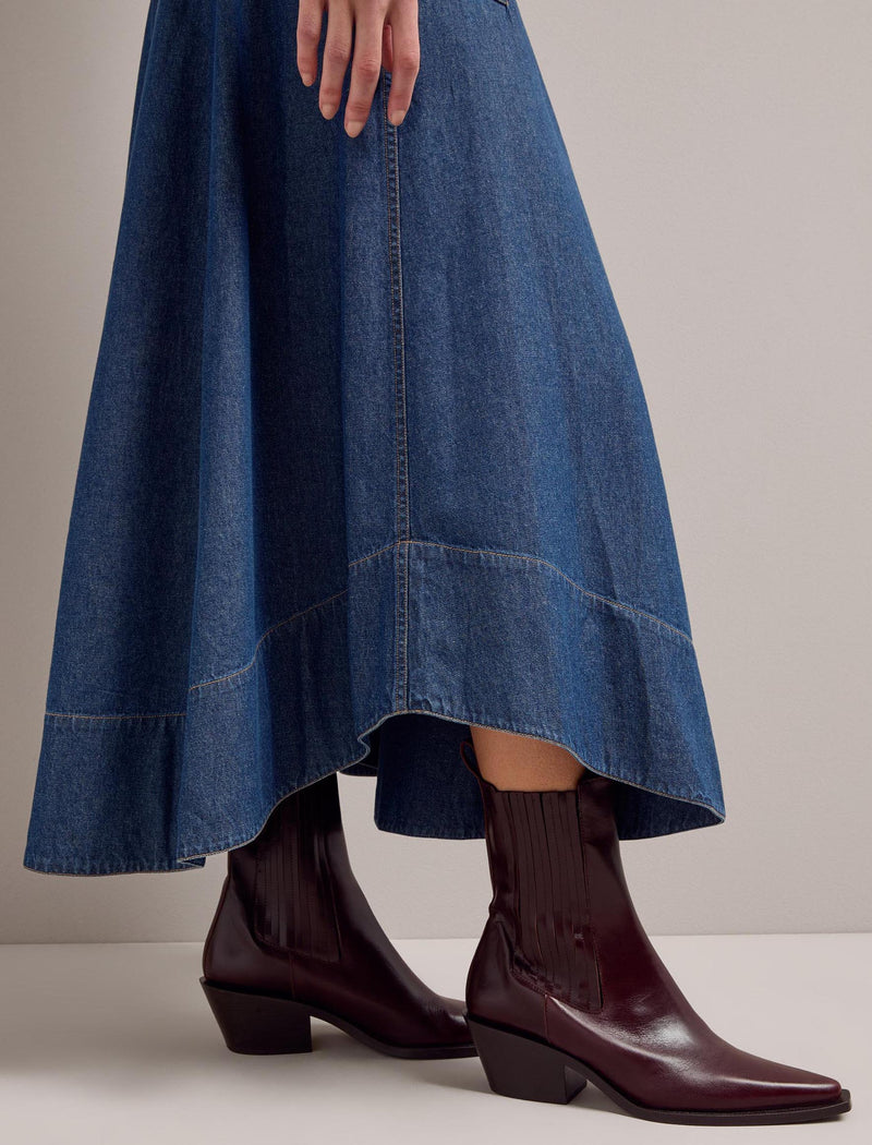 Salomi Denim Maxi Skirt - Dark Blue