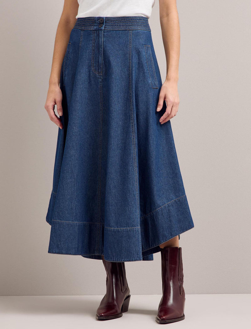 Salomi Denim Maxi Skirt - Dark Blue