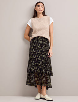 Lotta Maxi Skirt - Black Cream Polka Dot Print