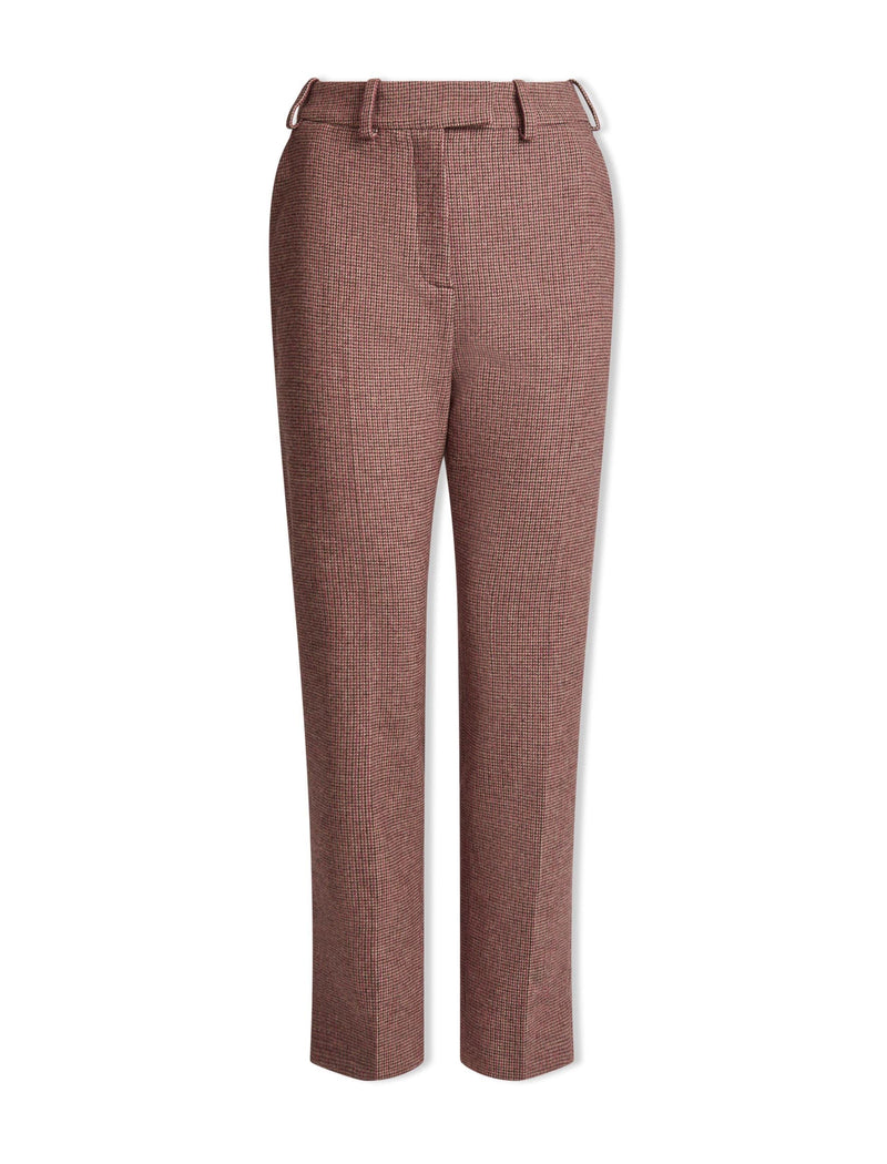 Tatum Houndstooth Wool Tapered Trouser - Red Black