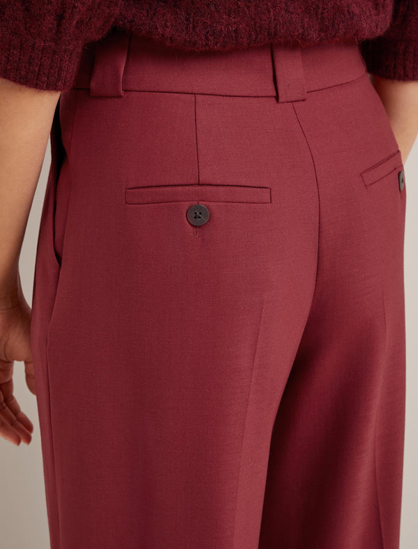 Margot New Wool Wide Leg Trouser - Dark Red