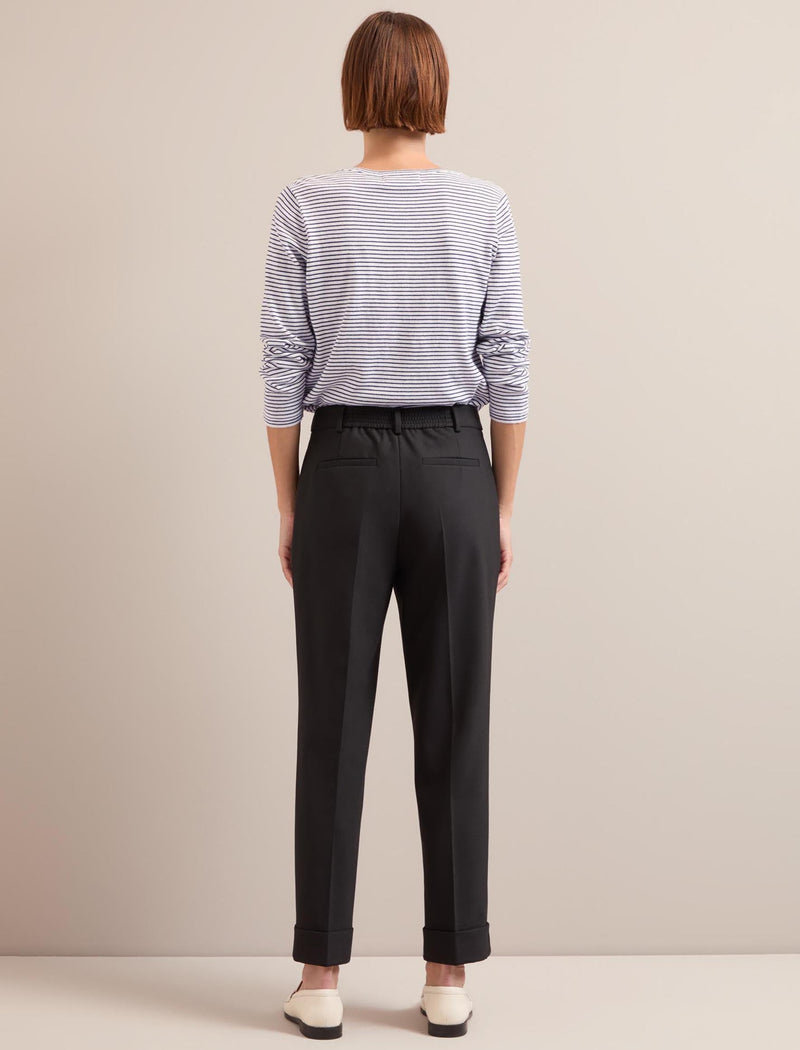 Clement New Wool Easy Waist Turn Up Trouser - Black