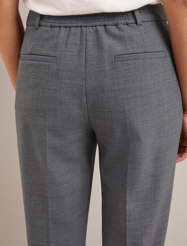 Clement New Wool Easy Waist Turn Up Trouser - Mid Grey