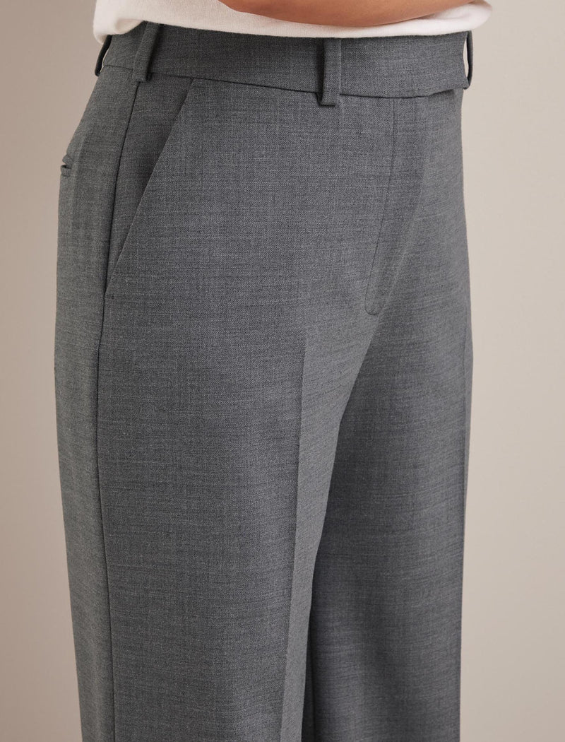 Terence New Wool Wide Leg Trouser - Mid Grey