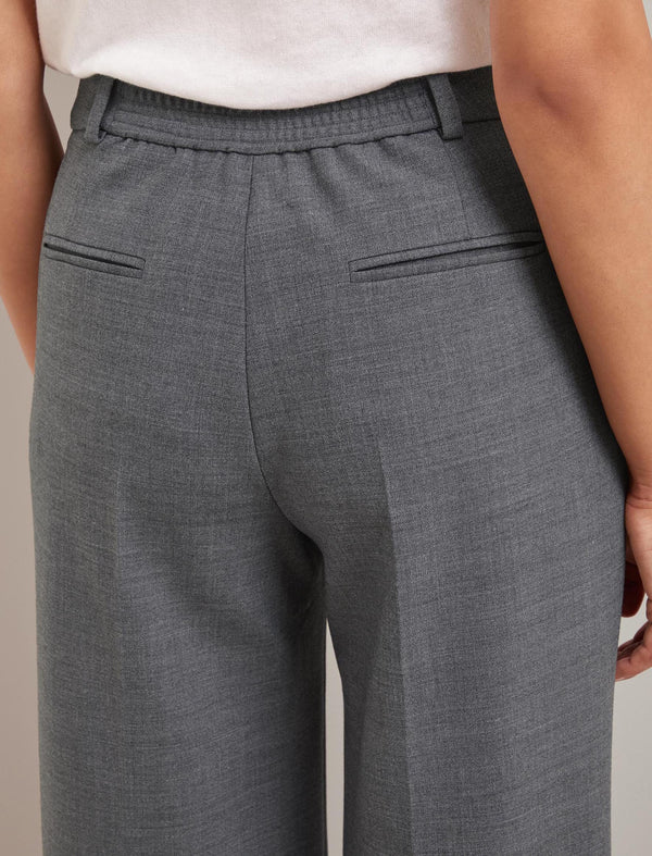 Terence New Wool Wide Leg Trouser - Mid Grey