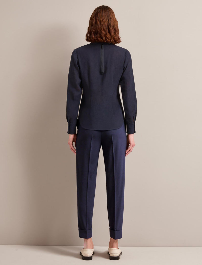 Riley Techni Voile Blouse - Navy