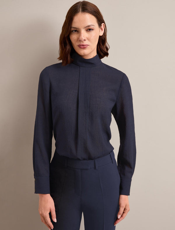 Riley Techni Voile Blouse - Navy