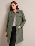 Logan Bouclé Tweed Coat - Khaki