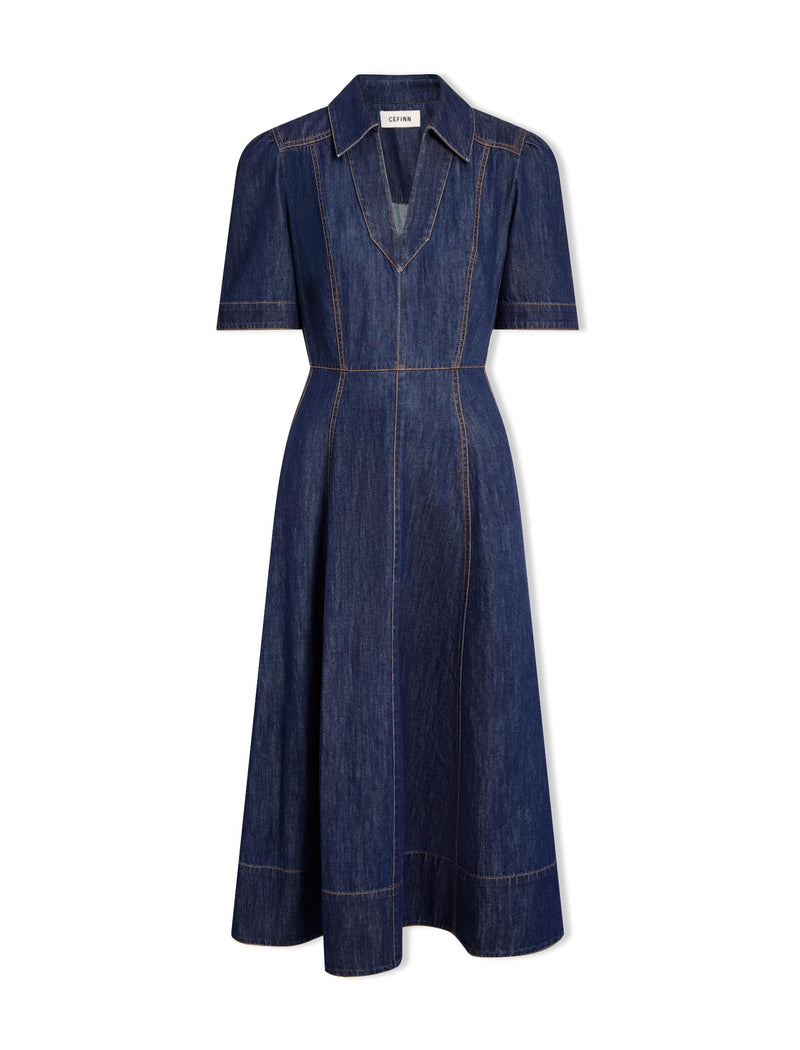 Bodhi Denim Maxi Dress - Dark Blue