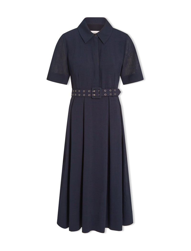 Anya Techni Voile Dress - Navy