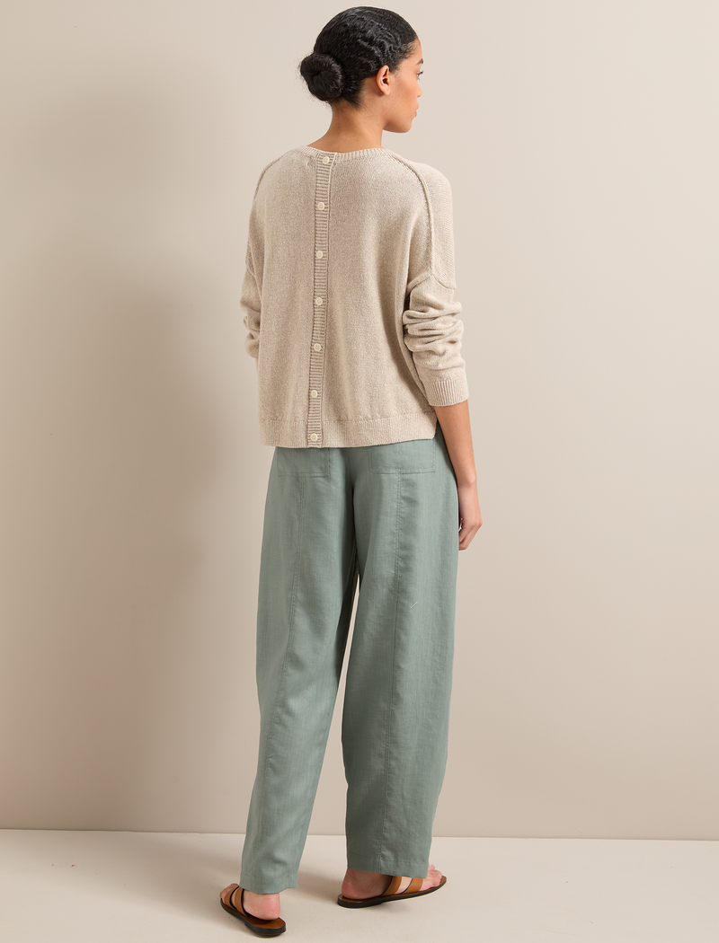 Tyson Techni Linen Tapered Trouser - Sage Green
