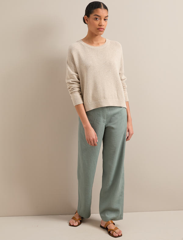 Tyson Techni Linen Tapered Trouser - Sage Green