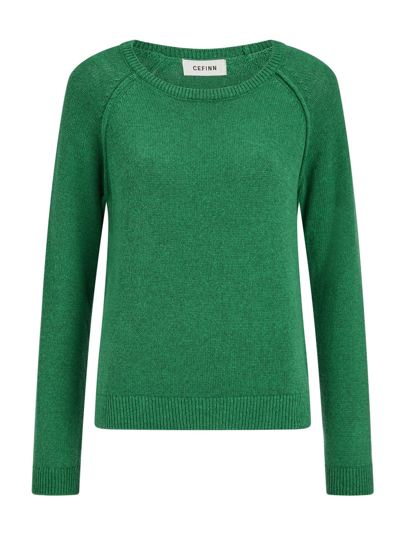 Drew Linen Blend Jumper - Emerald Green