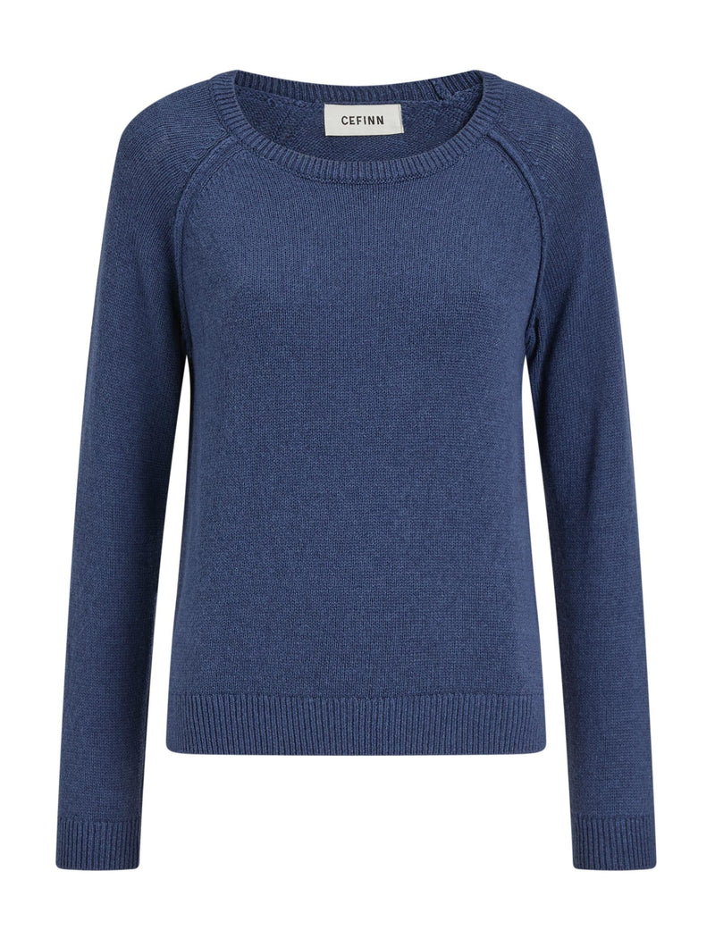 Drew Linen Blend Jumper - Indigo