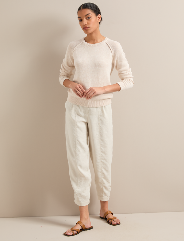 Tyson Techni Linen Tapered Trouser - Cream