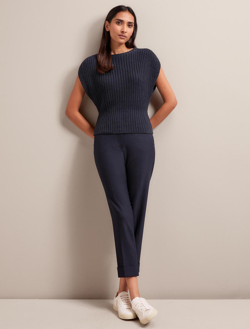 Quinn Cotton Blend Vest - Navy