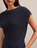 Quinn Cotton Blend Vest - Navy