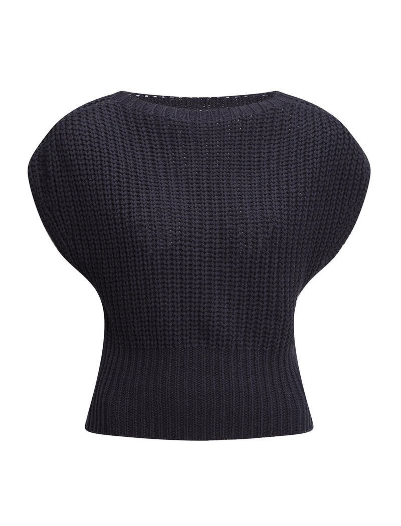 Quinn Cotton Blend Vest - Navy