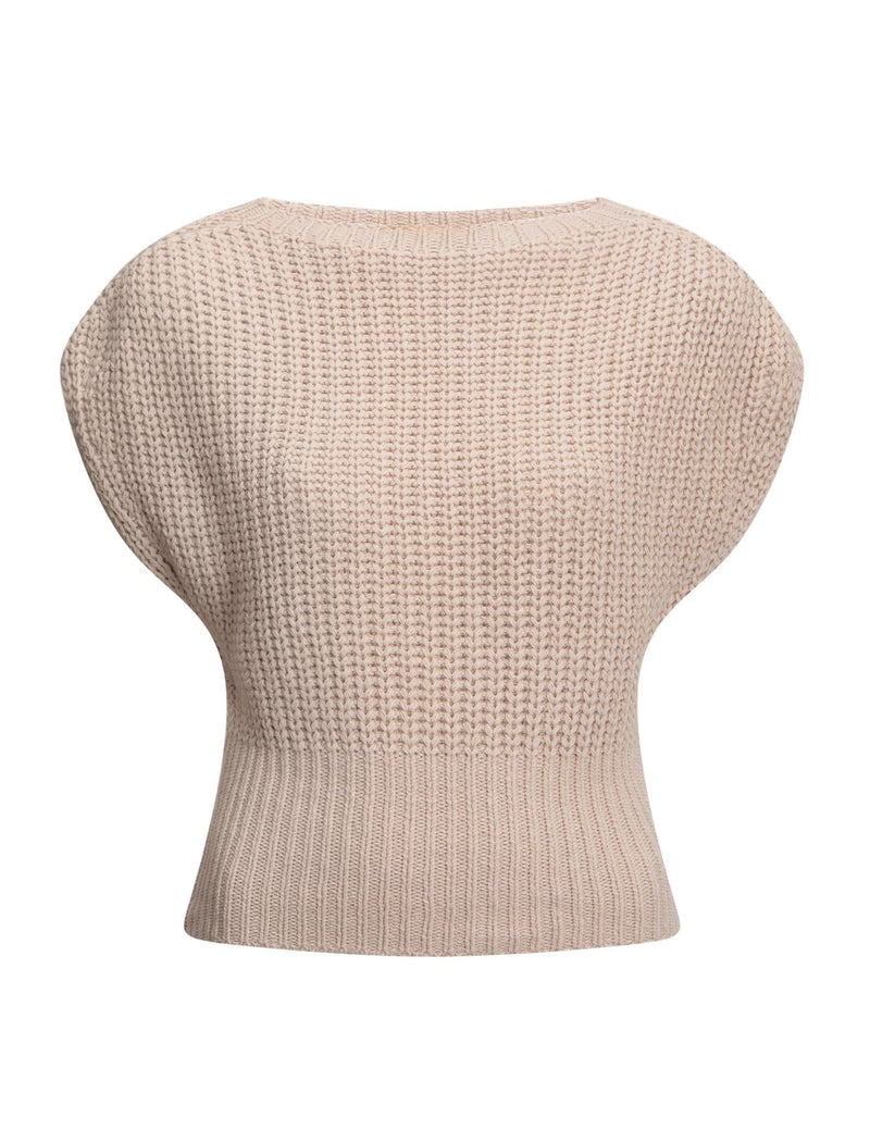Quinn Cotton Blend Vest - Oatmeal