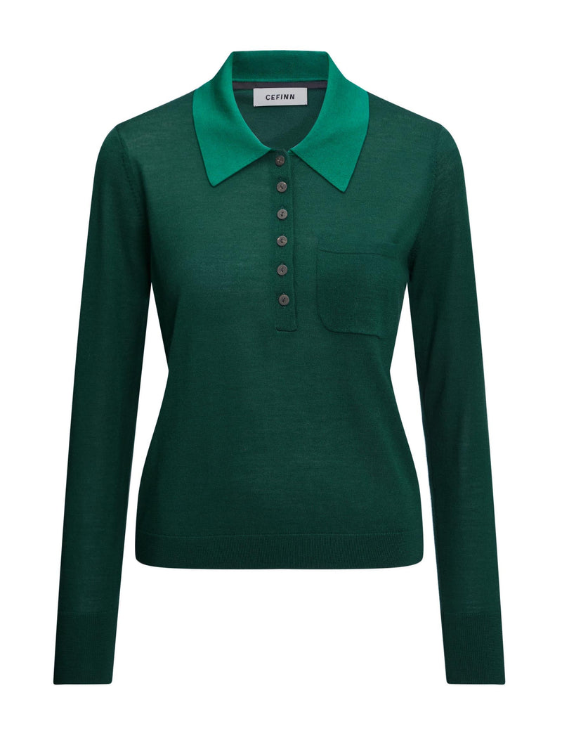 Josie Merino Wool Blend Jumper - Dark Green Emerald Green
