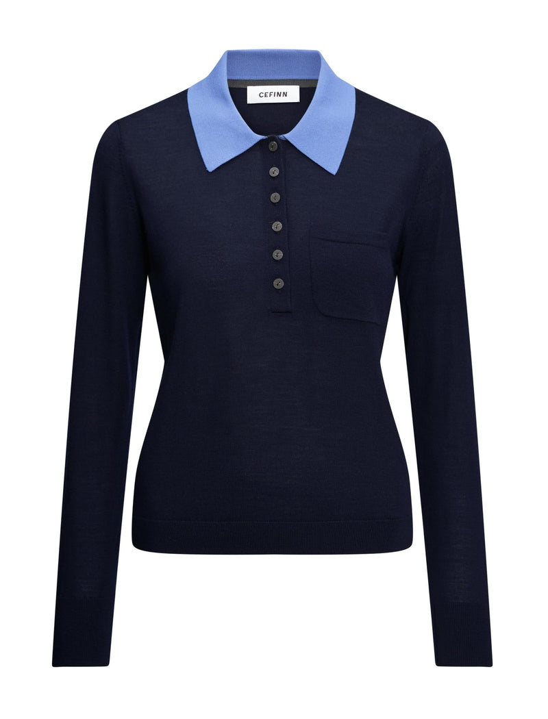 Josie Merino Wool Blend Jumper - Navy Slate Blue