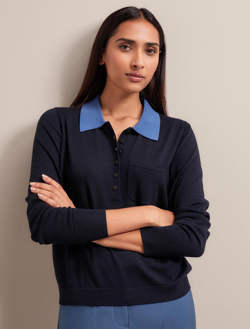 Josie Merino Wool Blend Jumper - Navy Slate Blue