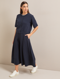 Sophia Techni Voile Pleated Maxi Skirt - Navy