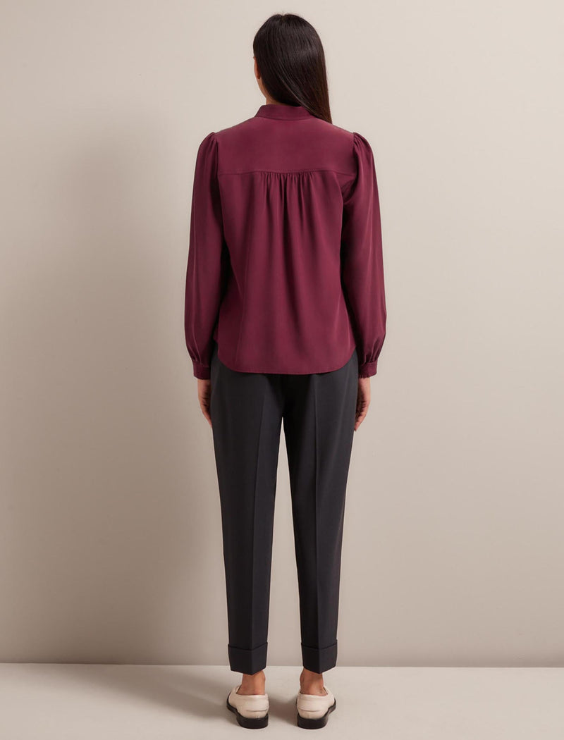 Brenna Silk Shirt - Burgundy