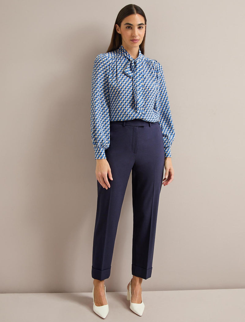Matty Silk Shirt - Blue Cream Lips Print