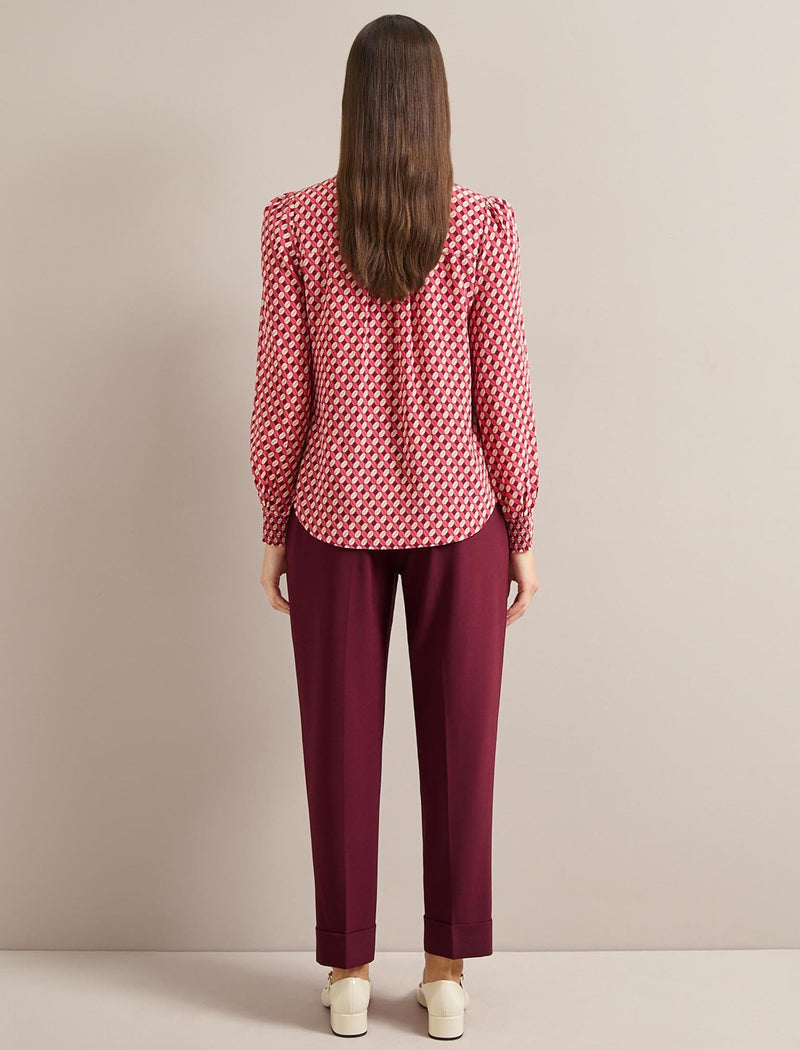 Matty Silk Shirt - Blush Burgundy Lips Print