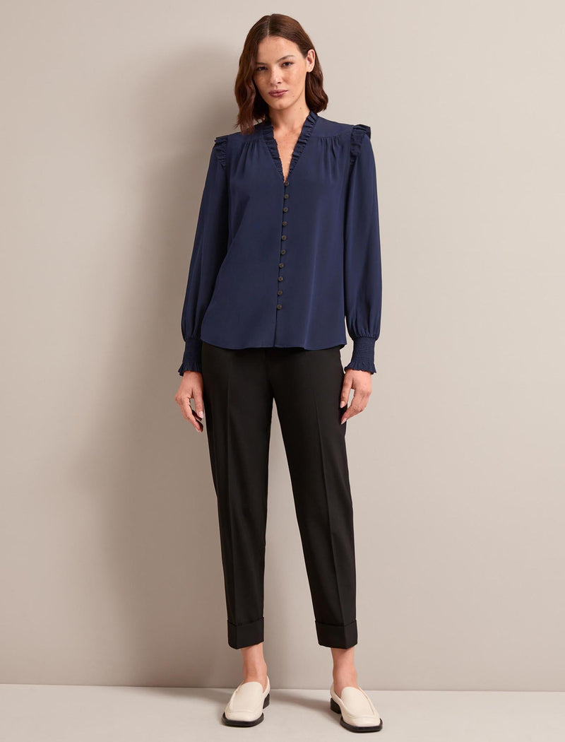 Stella Silk Shirt - Navy